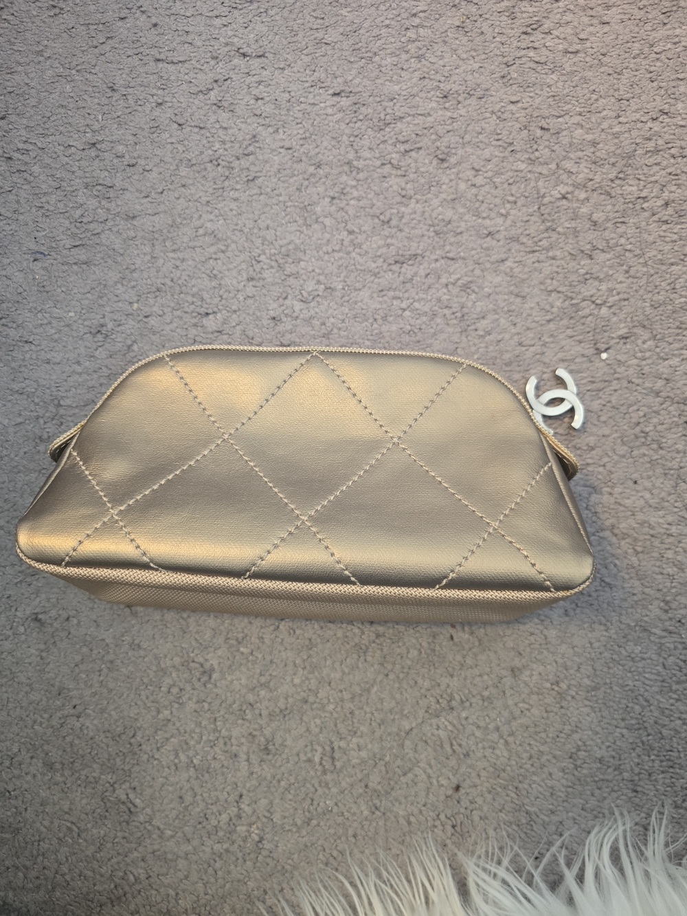 CHANEL Biarritz Cosmetic Pouch Quilted Coated Canvas Pvc Clutche & Pouche Bag